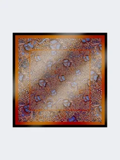 Printed silk foulard - HAZELNUT BROWN