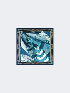 Printed silk foulard - SKY BLUE