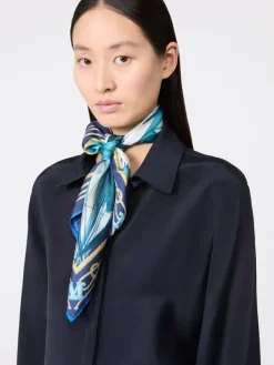 Printed silk foulard - SKY BLUE