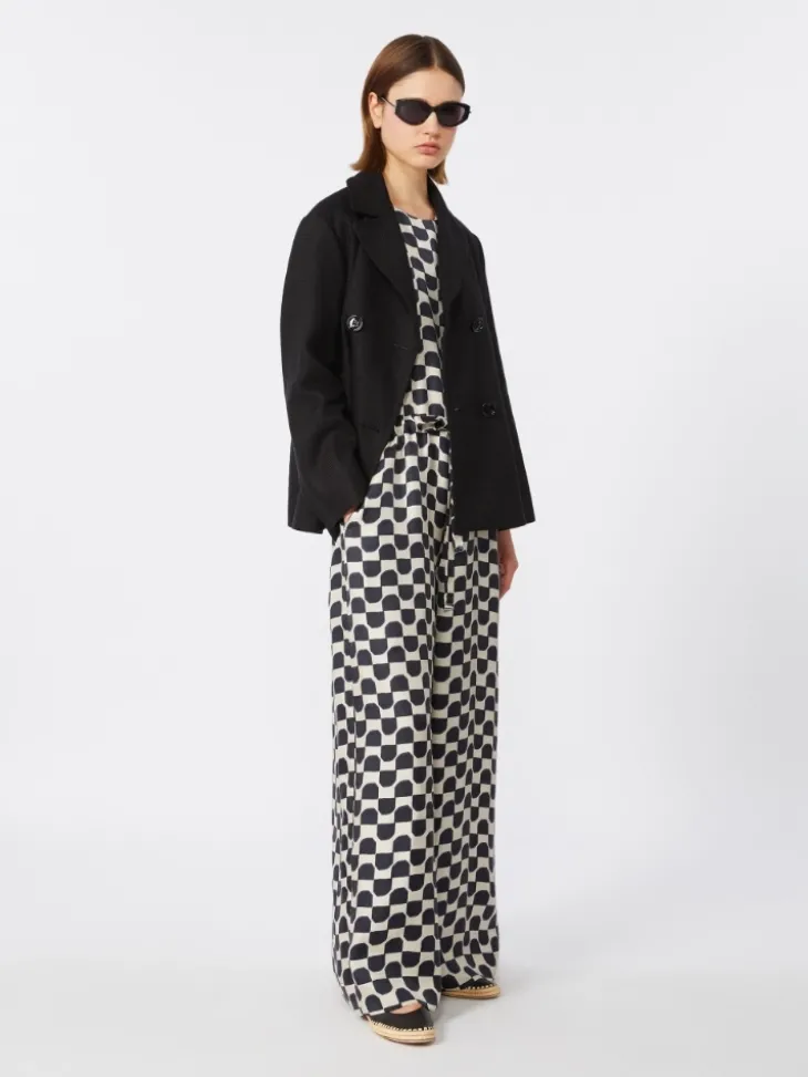 Printed silk jumpsuit - BLACK