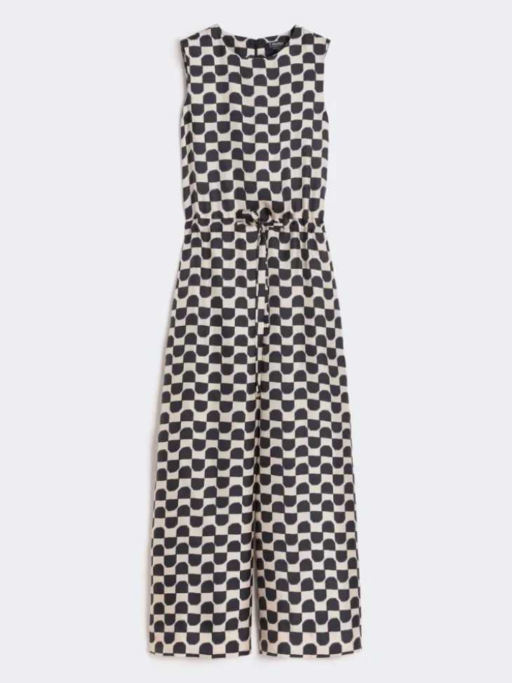 Printed silk jumpsuit - BLACK