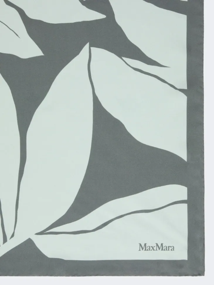 Printed silk oversized scarf - DARK GREEN