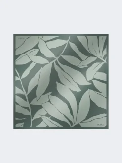 Printed silk oversized scarf - DARK GREEN