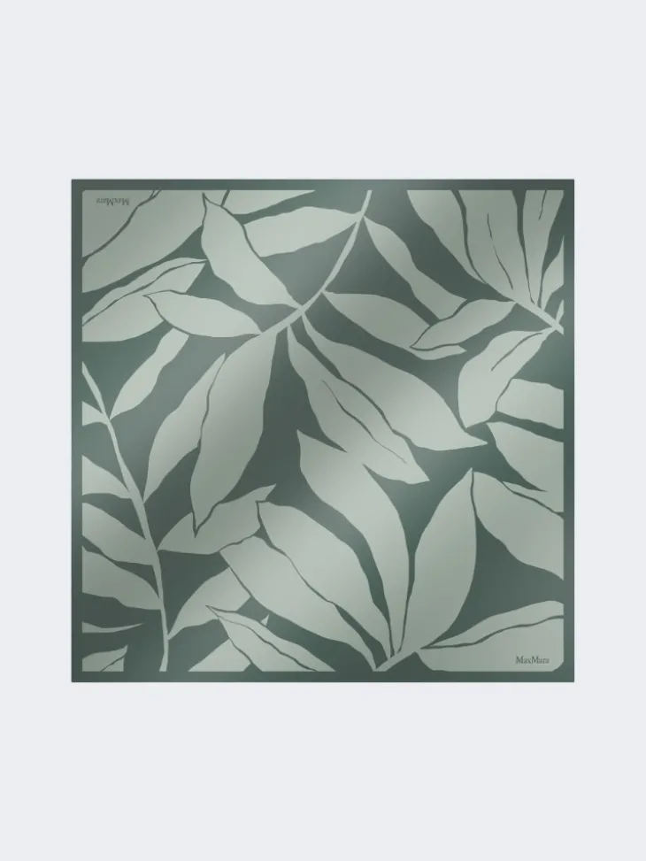 Printed silk oversized scarf - DARK GREEN