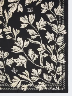 Printed silk oversized scarf - BLACK
