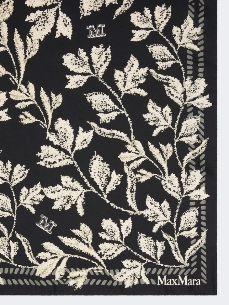 Printed silk oversized scarf - BLACK
