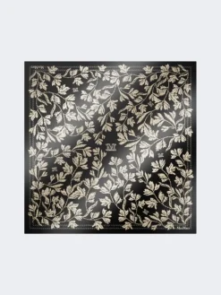 Printed silk oversized scarf - BLACK