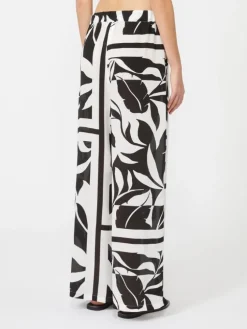 Printed silk palazzo trousers - BLACK