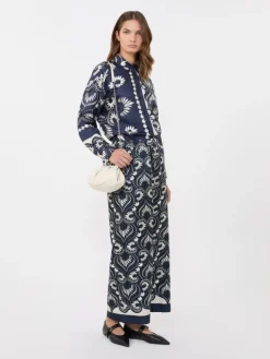 Printed silk patchwork shirt - NAVY