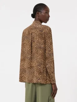 Printed silk pocket shirt - CAMEL