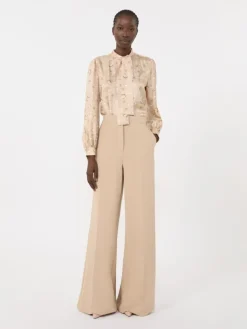 Printed silk pussy-bow shirt - ALBINO