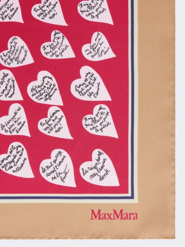 Printed silk scarf - BEIGE