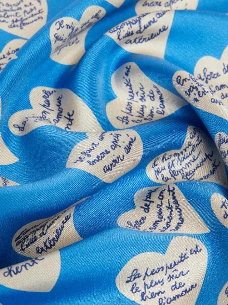 Printed silk scarf - NAVY