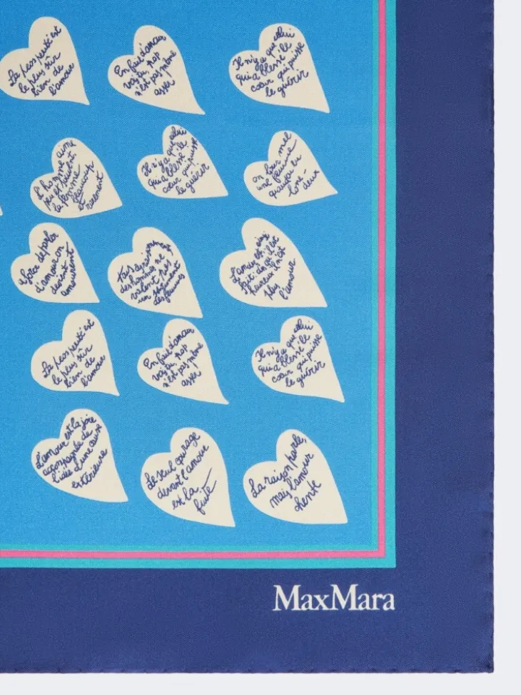 Printed silk scarf - NAVY
