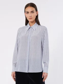 Printed silk shirt - LIGHT BLUE