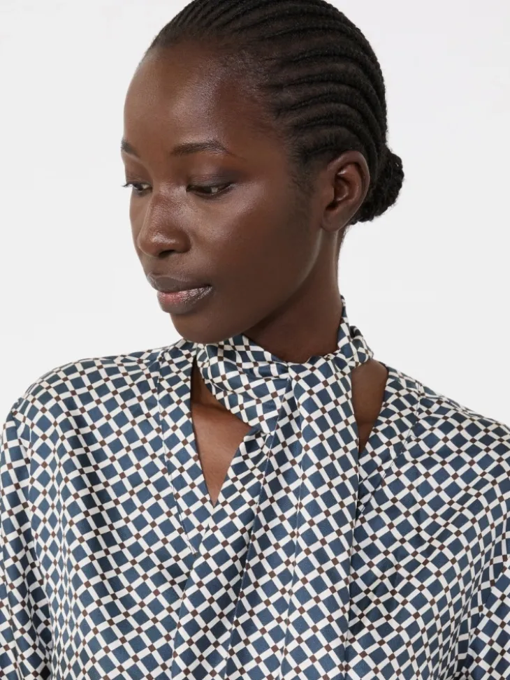 Printed silk shirt - MIDNIGHTBLUE