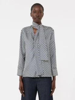 Printed silk shirt - MIDNIGHTBLUE