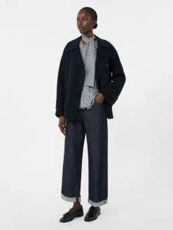 Printed silk shirt - MIDNIGHTBLUE