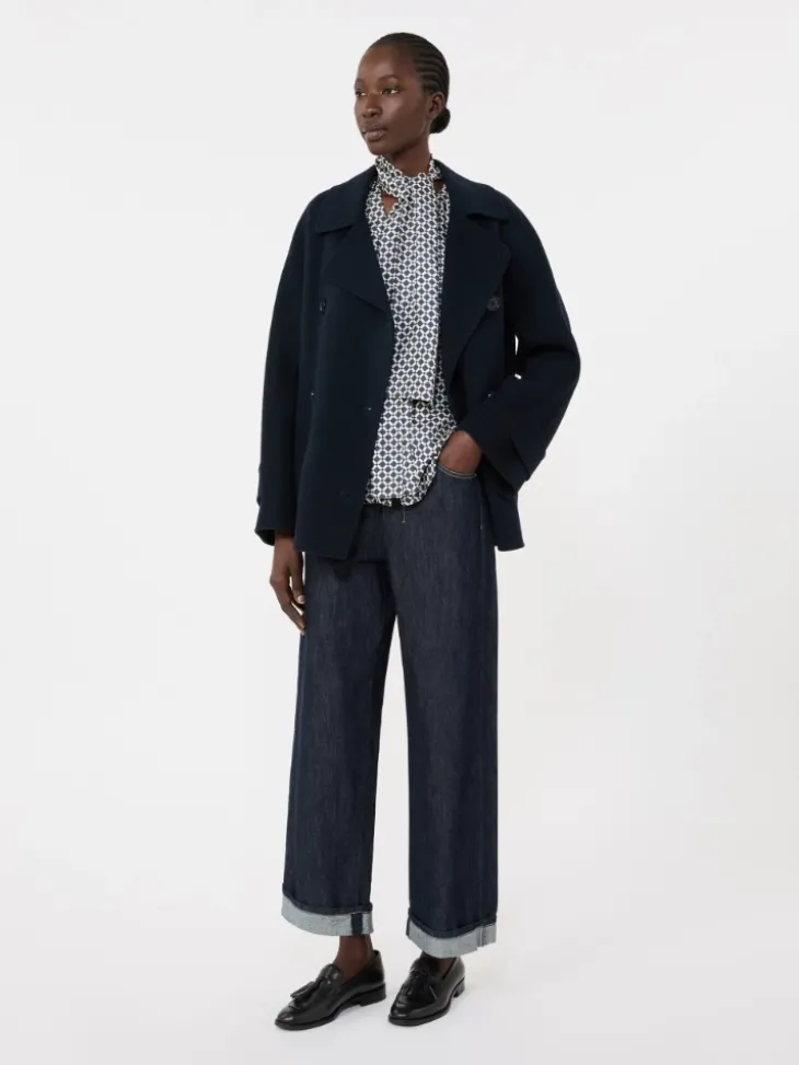 Printed silk shirt - MIDNIGHTBLUE