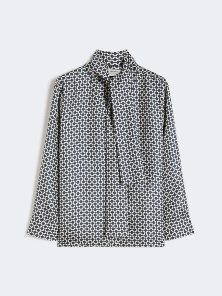 Printed silk shirt - MIDNIGHTBLUE