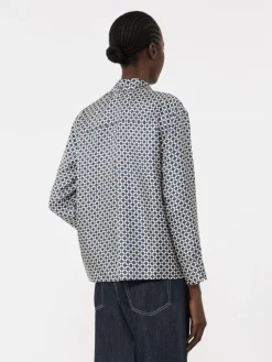 Printed silk shirt - MIDNIGHTBLUE