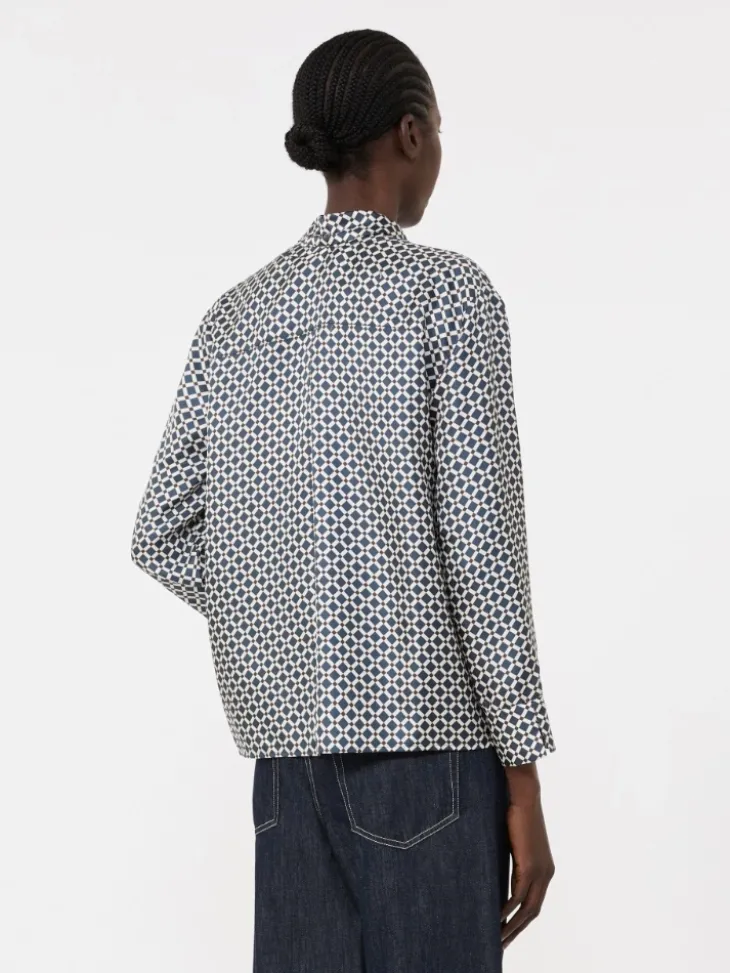 Printed silk shirt - MIDNIGHTBLUE