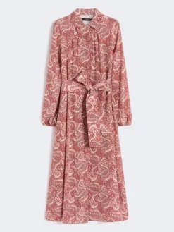 Printed silk shirt dress - CHERRY