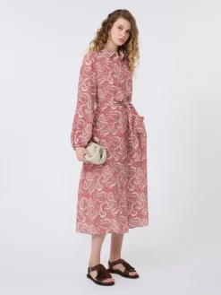 Printed silk shirt dress - CHERRY