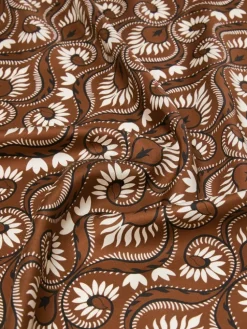 Printed silk square foulard - CARAMEL