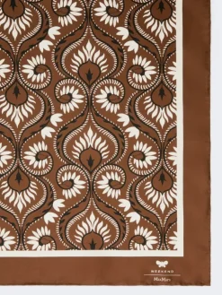 Printed silk square foulard - CARAMEL