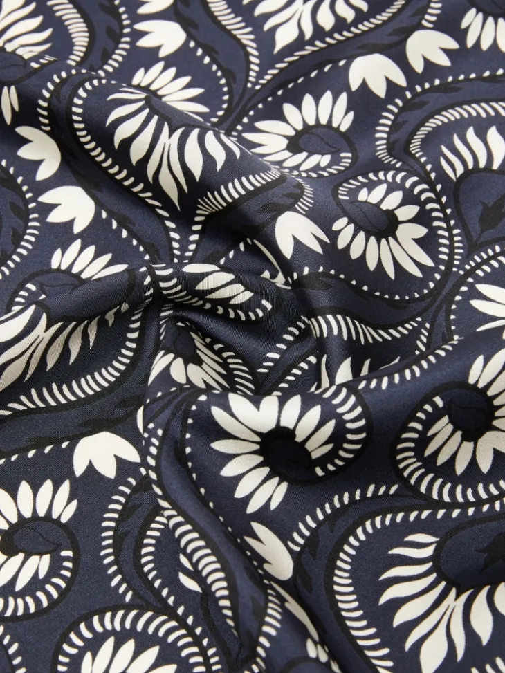 Printed silk square foulard - NAVY