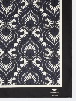 Printed silk square foulard - NAVY
