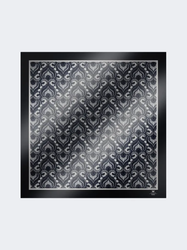 Printed silk square foulard - NAVY