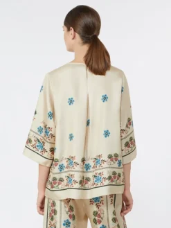 Printed silk twill blouse - IVORY