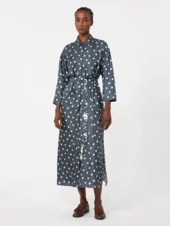 Printed silk twill dress - ULTRAMARINE