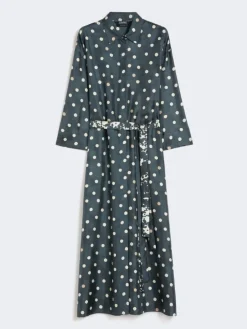 Printed silk twill dress - ULTRAMARINE