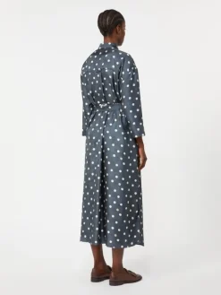 Printed silk twill dress - ULTRAMARINE