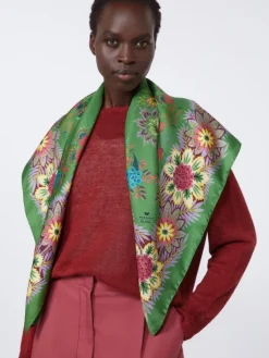 Printed silk twill foulard - GREEN