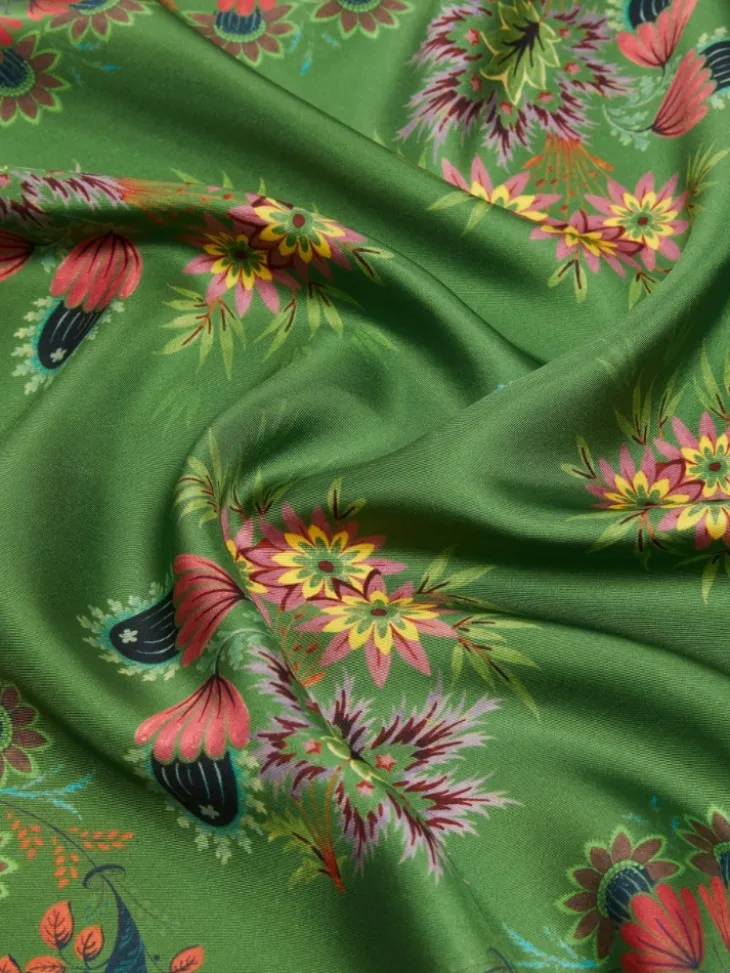 Printed silk twill foulard - GREEN