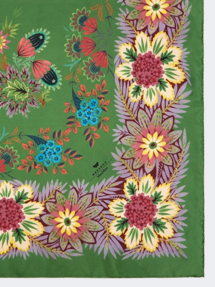 Printed silk twill foulard - GREEN