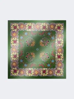 Printed silk twill foulard - GREEN