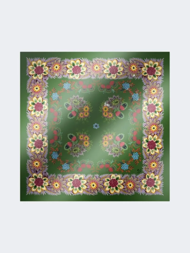Printed silk twill foulard - GREEN