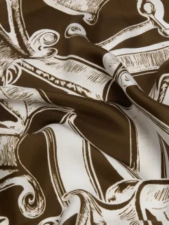 Printed silk twill oversized scarf - DARK BROWN