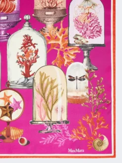 Printed silk twill oversized scarf - FUCHSIA