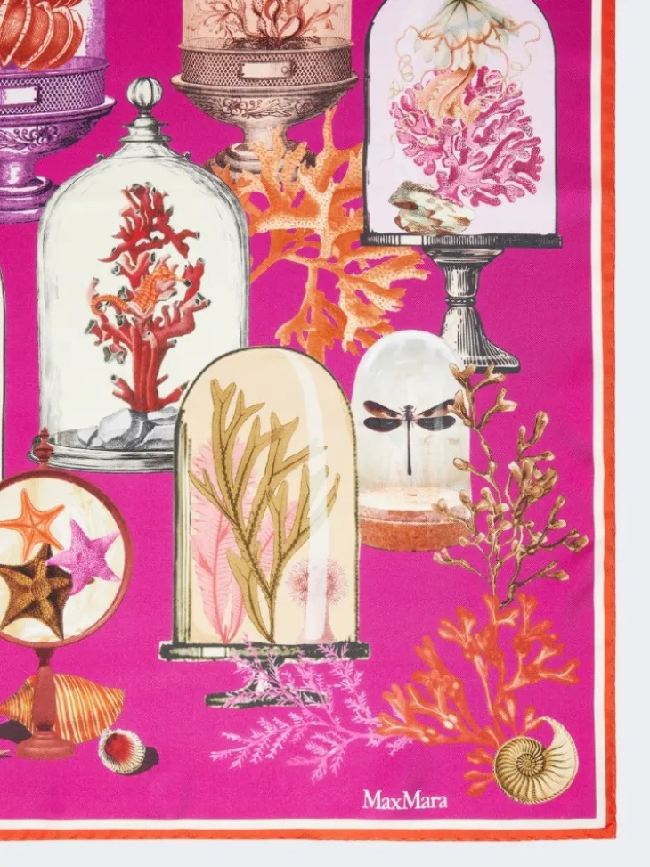 Printed silk twill oversized scarf - FUCHSIA