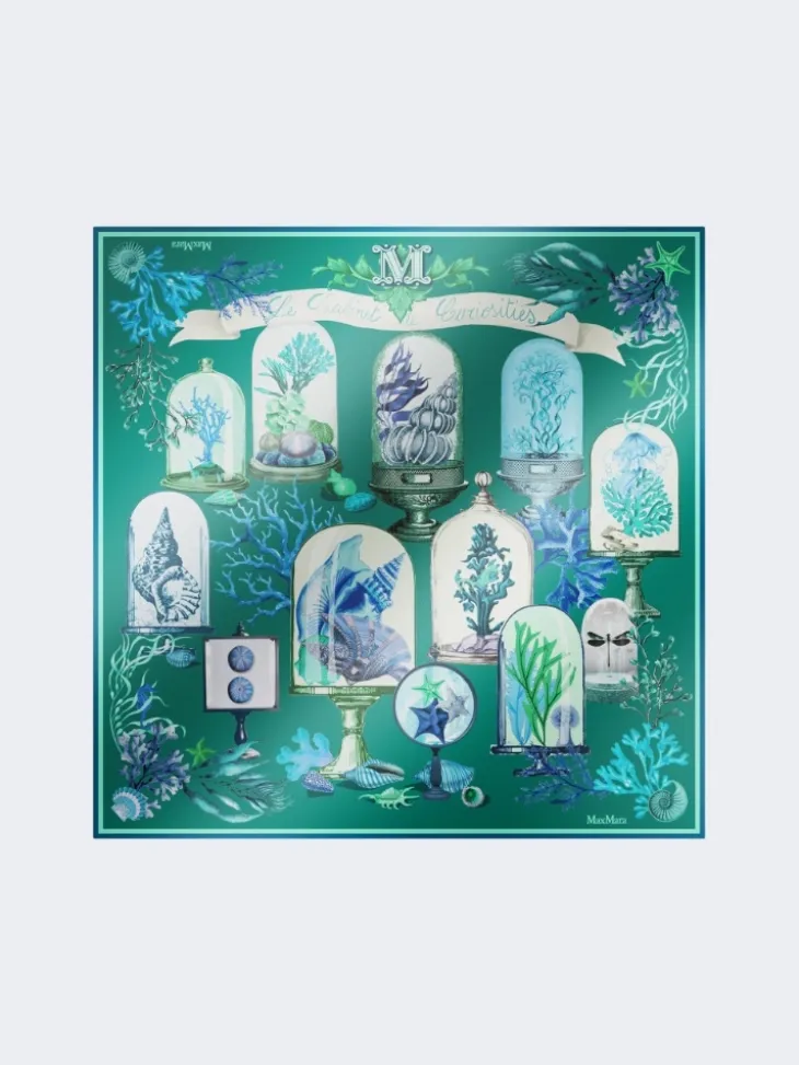 Printed silk twill oversized scarf - GREEN
