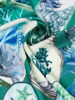 Printed silk twill oversized scarf - GREEN
