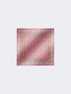 Printed silk twill pocket square - BEIGE PINK
