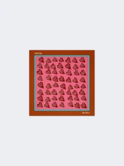Printed silk twill scarf - ORANGE
