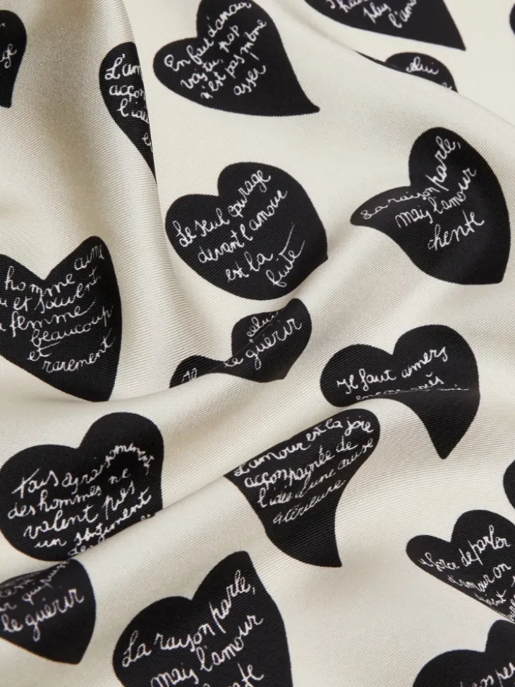 Printed silk twill scarf - TOBACCO